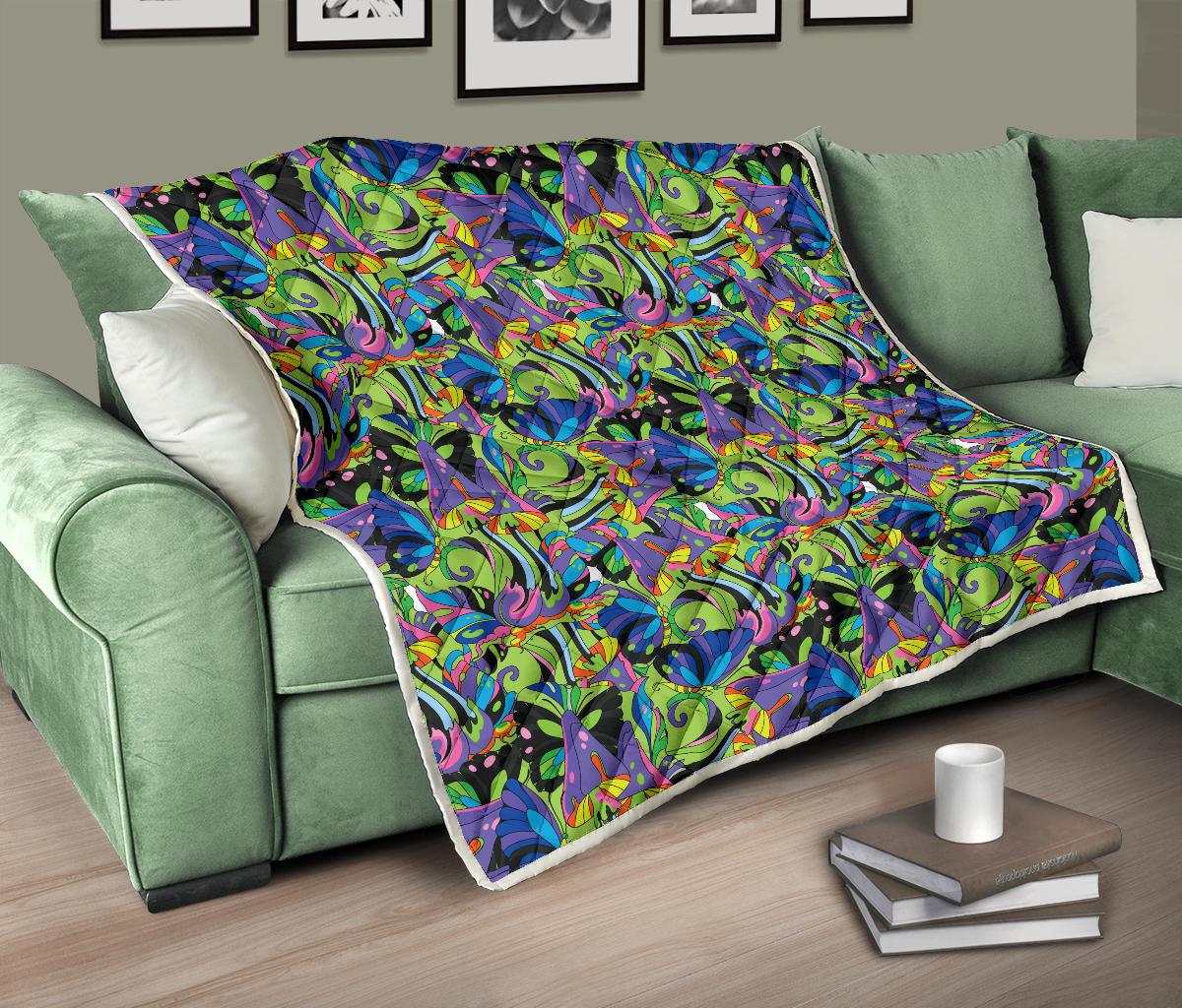Psychedelic Trippy Mushroom Themed Premium Quilt-JTAMIGO.COM