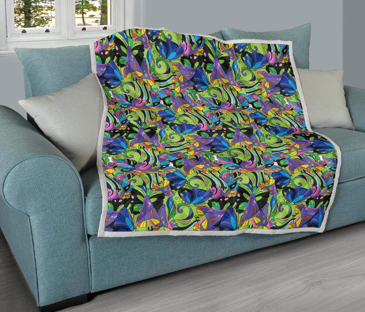 Psychedelic Trippy Mushroom Themed Premium Quilt-JTAMIGO.COM