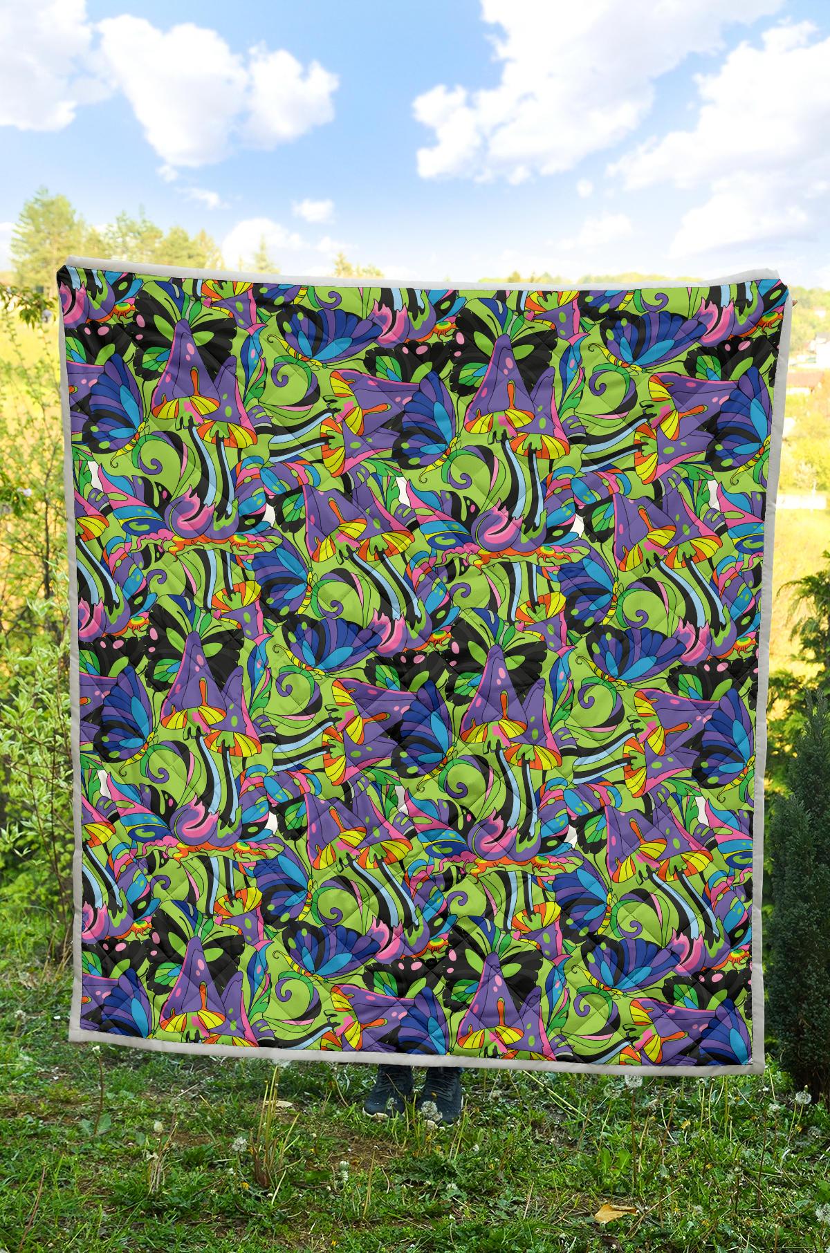 Psychedelic Trippy Mushroom Themed Premium Quilt-JTAMIGO.COM