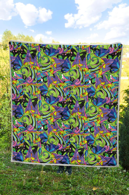 Psychedelic Trippy Mushroom Themed Premium Quilt-JTAMIGO.COM