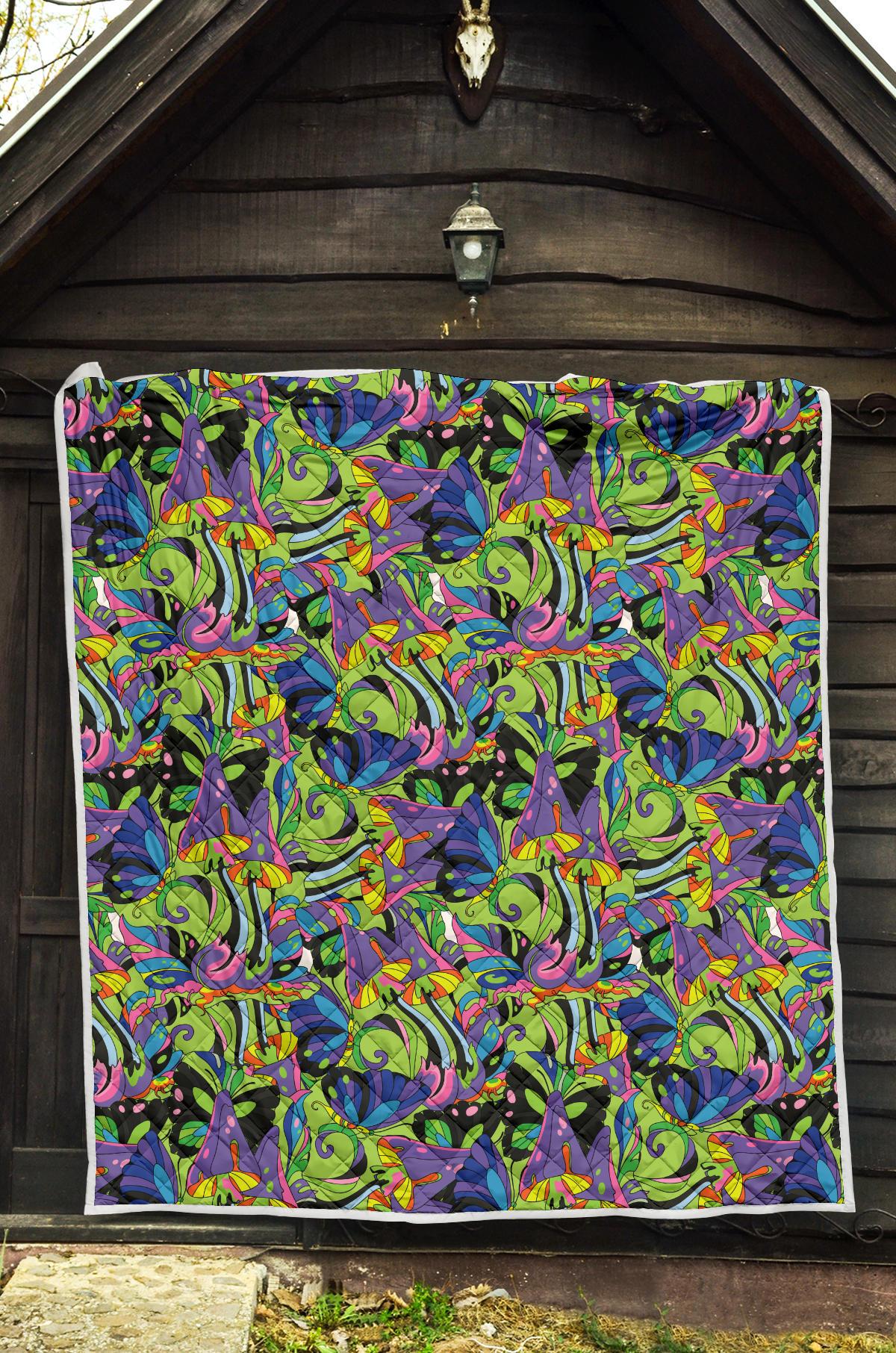 Psychedelic Trippy Mushroom Themed Premium Quilt-JTAMIGO.COM