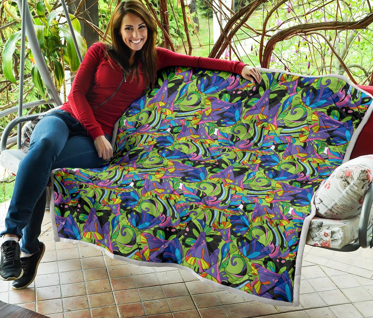 Psychedelic Trippy Mushroom Themed Premium Quilt-JTAMIGO.COM