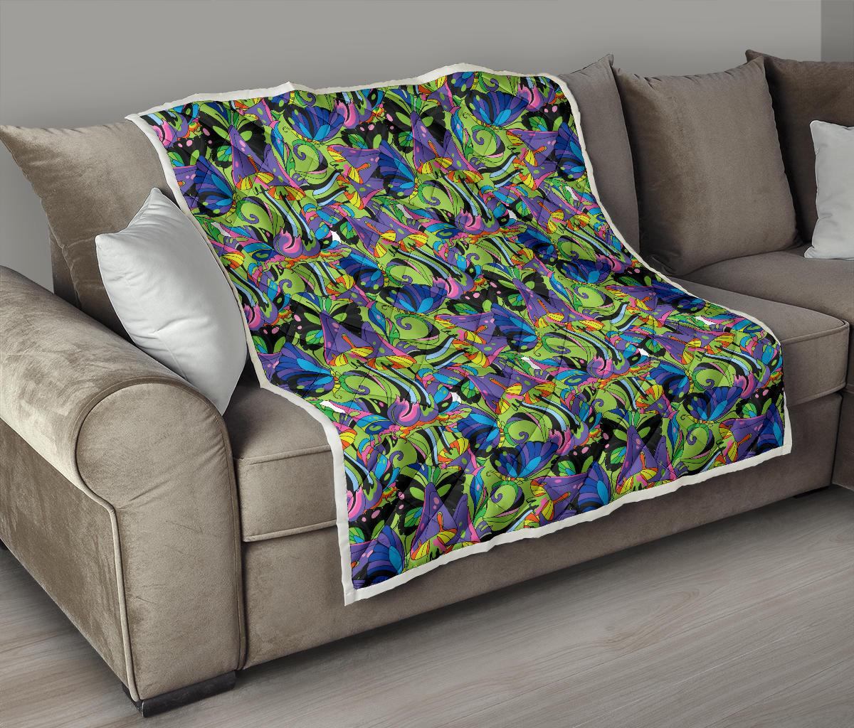 Psychedelic Trippy Mushroom Themed Premium Quilt-JTAMIGO.COM