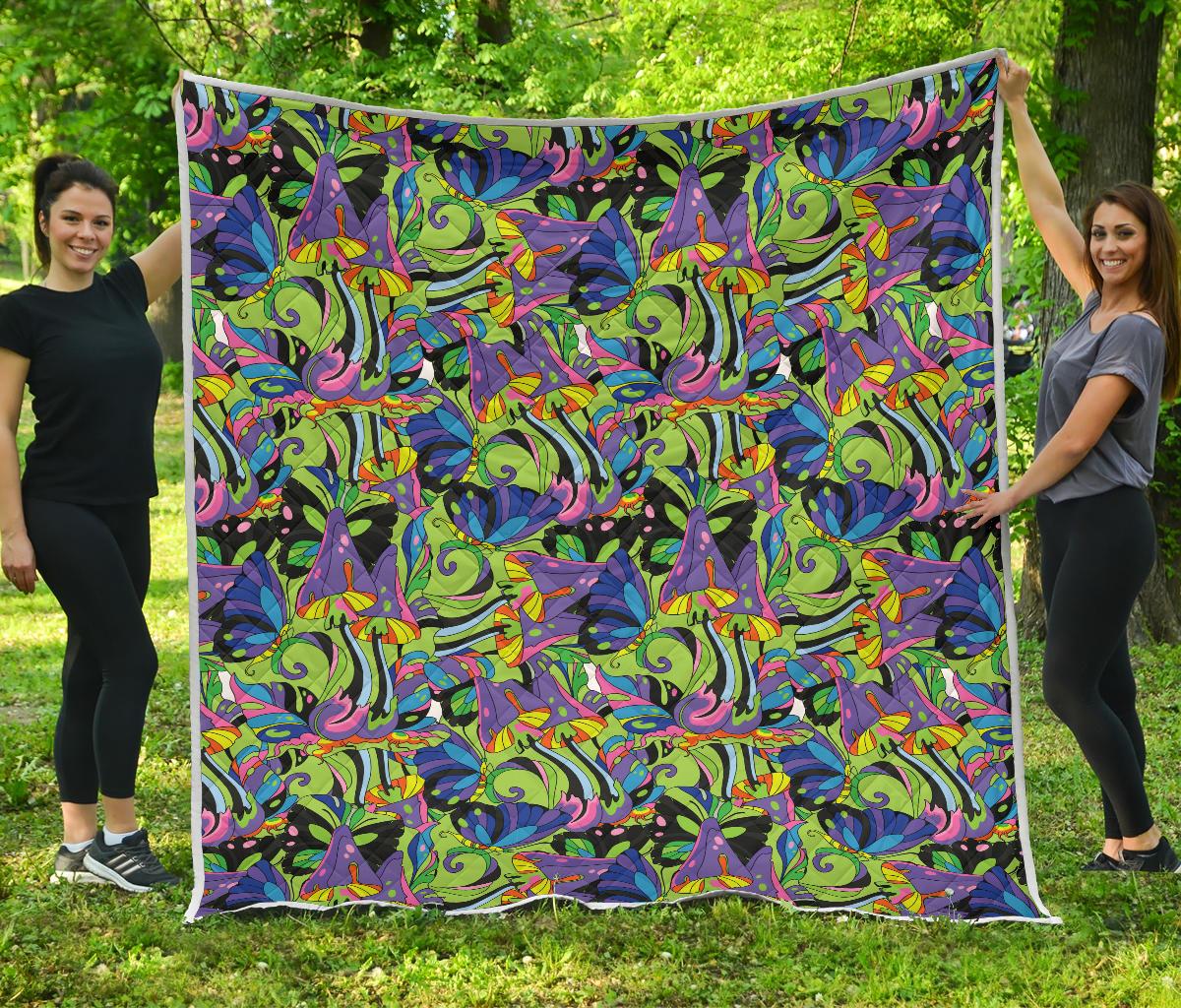 Psychedelic Trippy Mushroom Themed Premium Quilt-JTAMIGO.COM