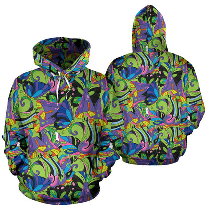 Psychedelic Trippy Mushroom Themed Pullover Hoodie