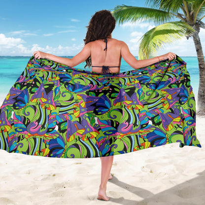 Psychedelic Trippy Mushroom Themed Sarong Pareo Wrap