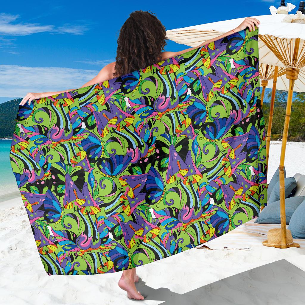 Psychedelic Trippy Mushroom Themed Sarong Pareo Wrap