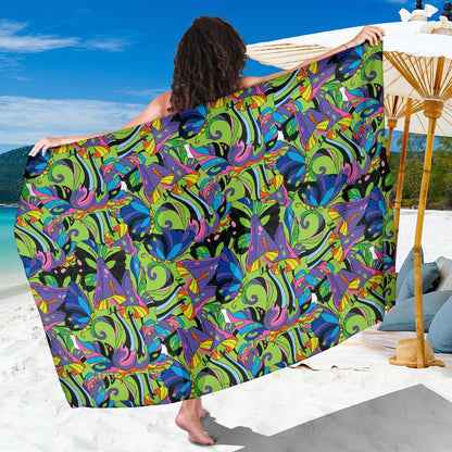 Psychedelic Trippy Mushroom Themed Sarong Pareo Wrap