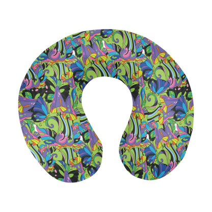 Psychedelic Trippy Mushroom Themed U-Shaped Travel Neck Pillow-JTAMIGO.COM