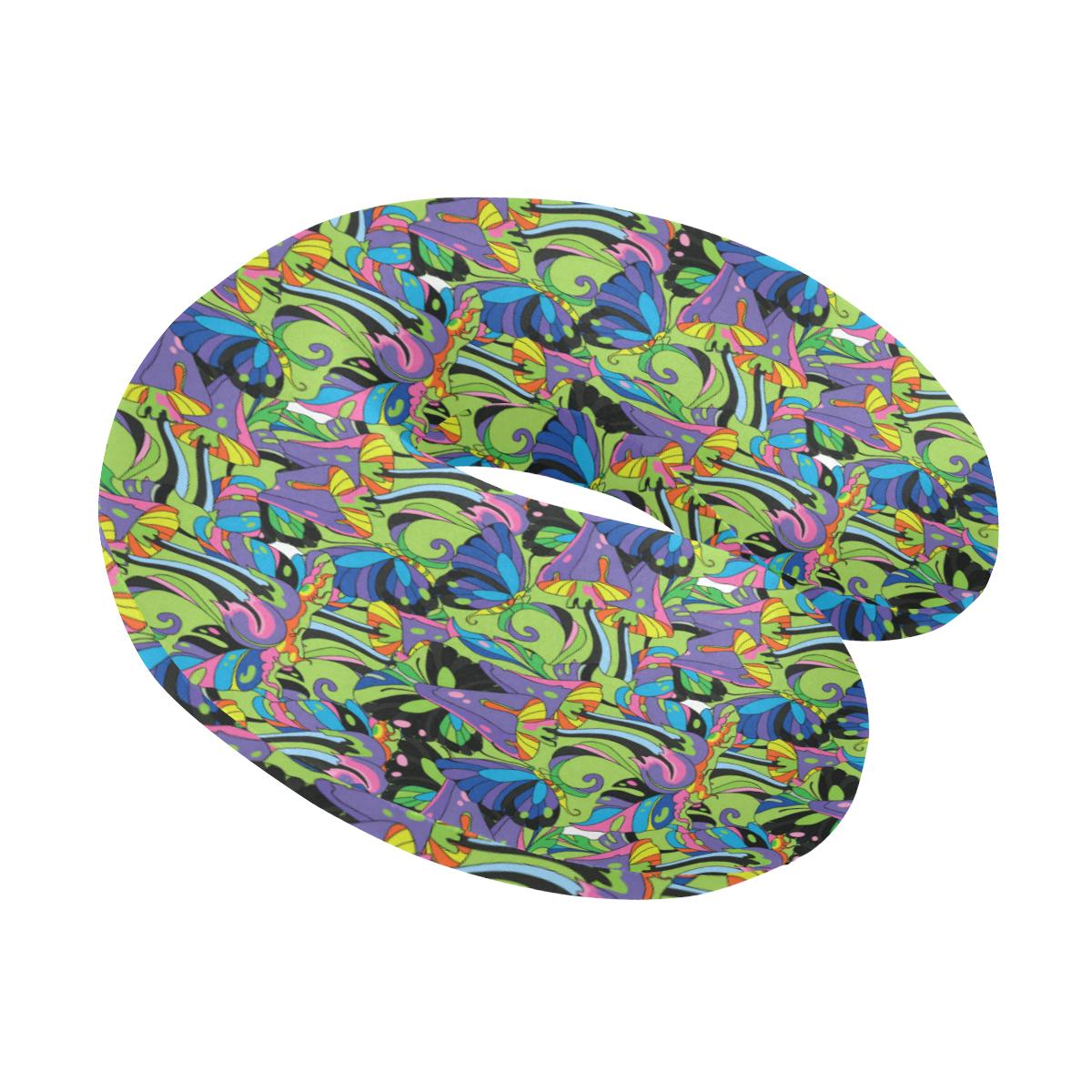 Psychedelic Trippy Mushroom Themed U-Shaped Travel Neck Pillow-JTAMIGO.COM