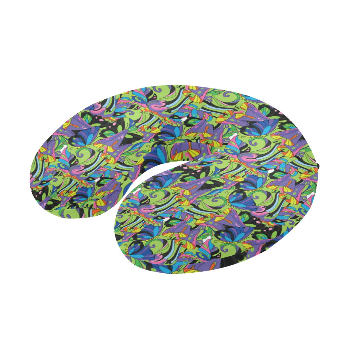 Psychedelic Trippy Mushroom Themed U-Shaped Travel Neck Pillow-JTAMIGO.COM