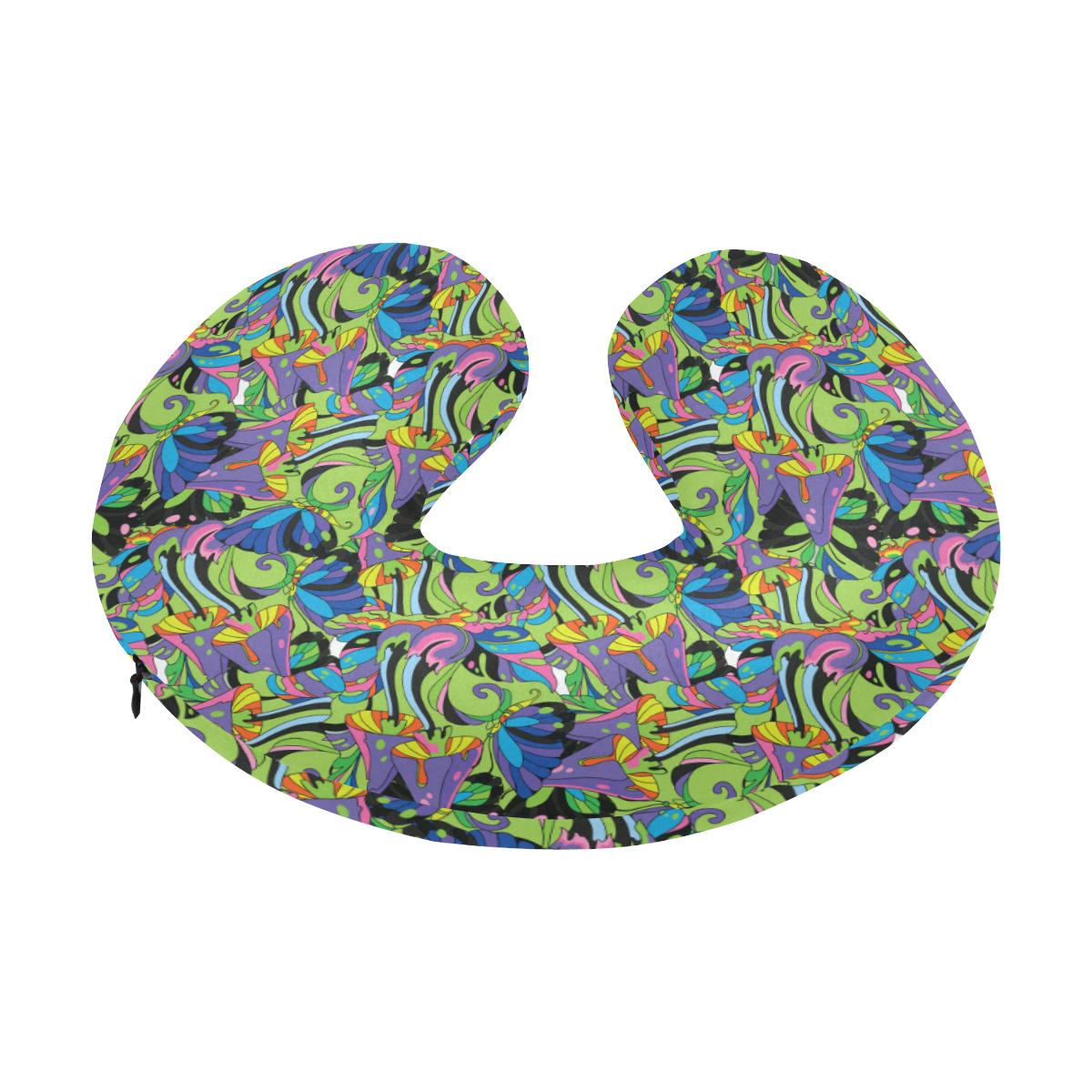 Psychedelic Trippy Mushroom Themed U-Shaped Travel Neck Pillow-JTAMIGO.COM