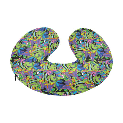 Psychedelic Trippy Mushroom Themed U-Shaped Travel Neck Pillow-JTAMIGO.COM