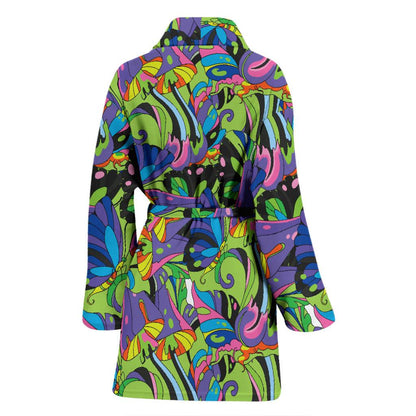 Psychedelic Trippy Mushroom Themed Women Bath Robe-JTAMIGO.COM