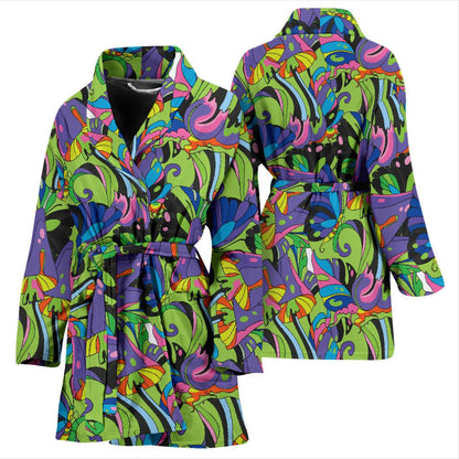 Psychedelic Trippy Mushroom Themed Women Bath Robe-JTAMIGO.COM