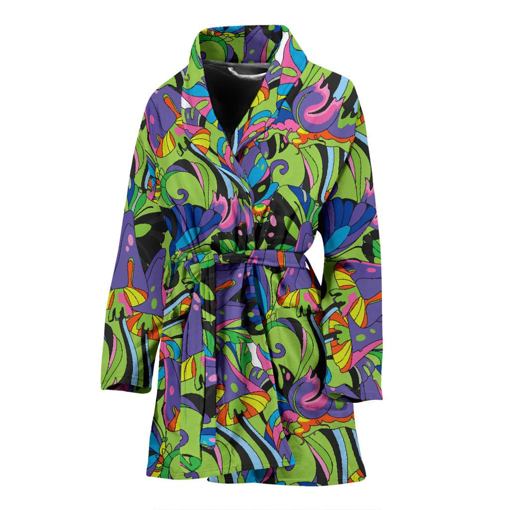 Psychedelic Trippy Mushroom Themed Women Bath Robe-JTAMIGO.COM