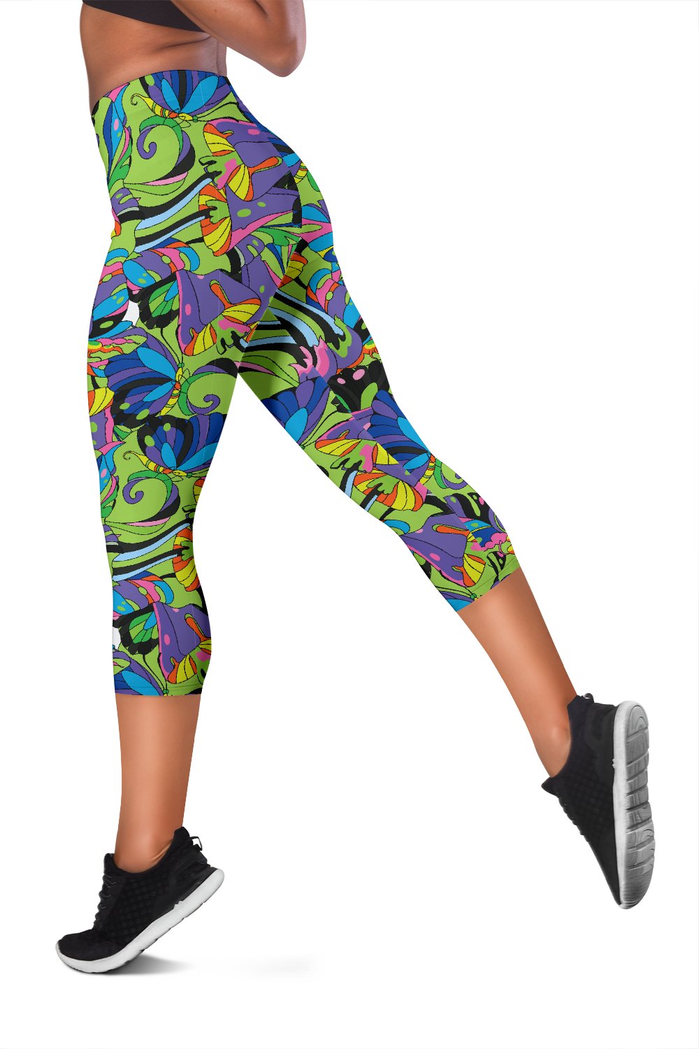 Psychedelic Trippy Mushroom Themed Women Capris