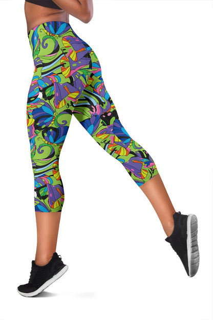 Psychedelic Trippy Mushroom Themed Women Capris