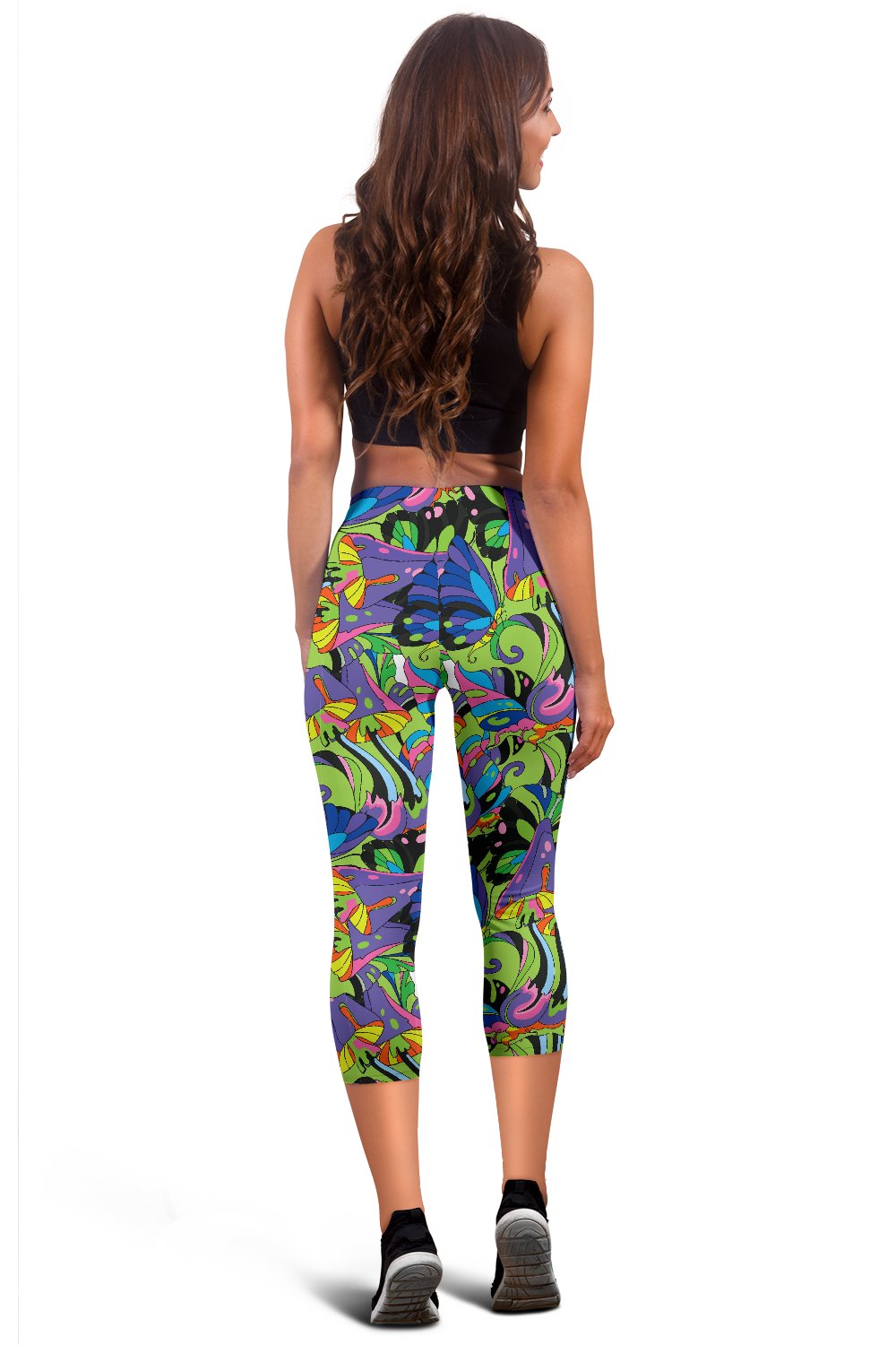 Psychedelic Trippy Mushroom Themed Women Capris