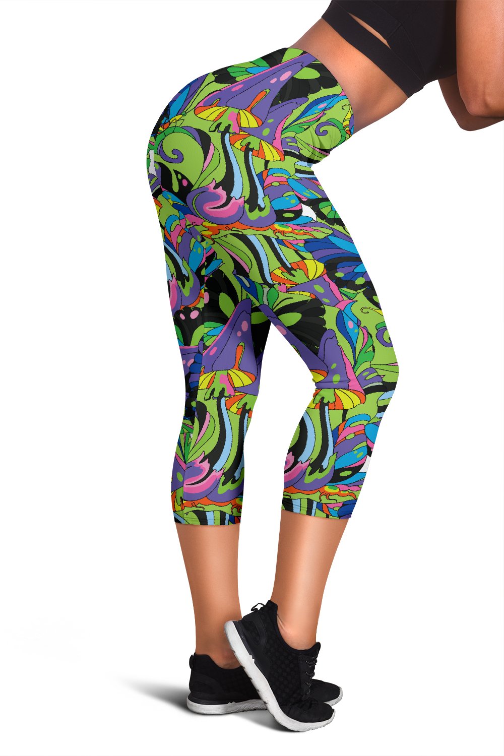 Psychedelic Trippy Mushroom Themed Women Capris