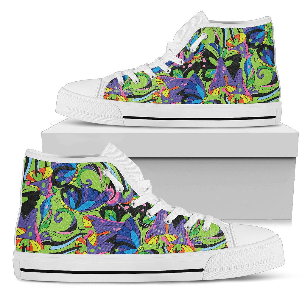 Psychedelic Trippy Mushroom Themed Women High Top Shoes