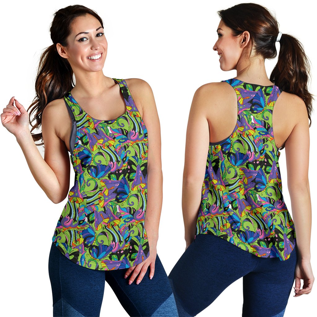Psychedelic Trippy Mushroom Themed Women Racerback Tank Top