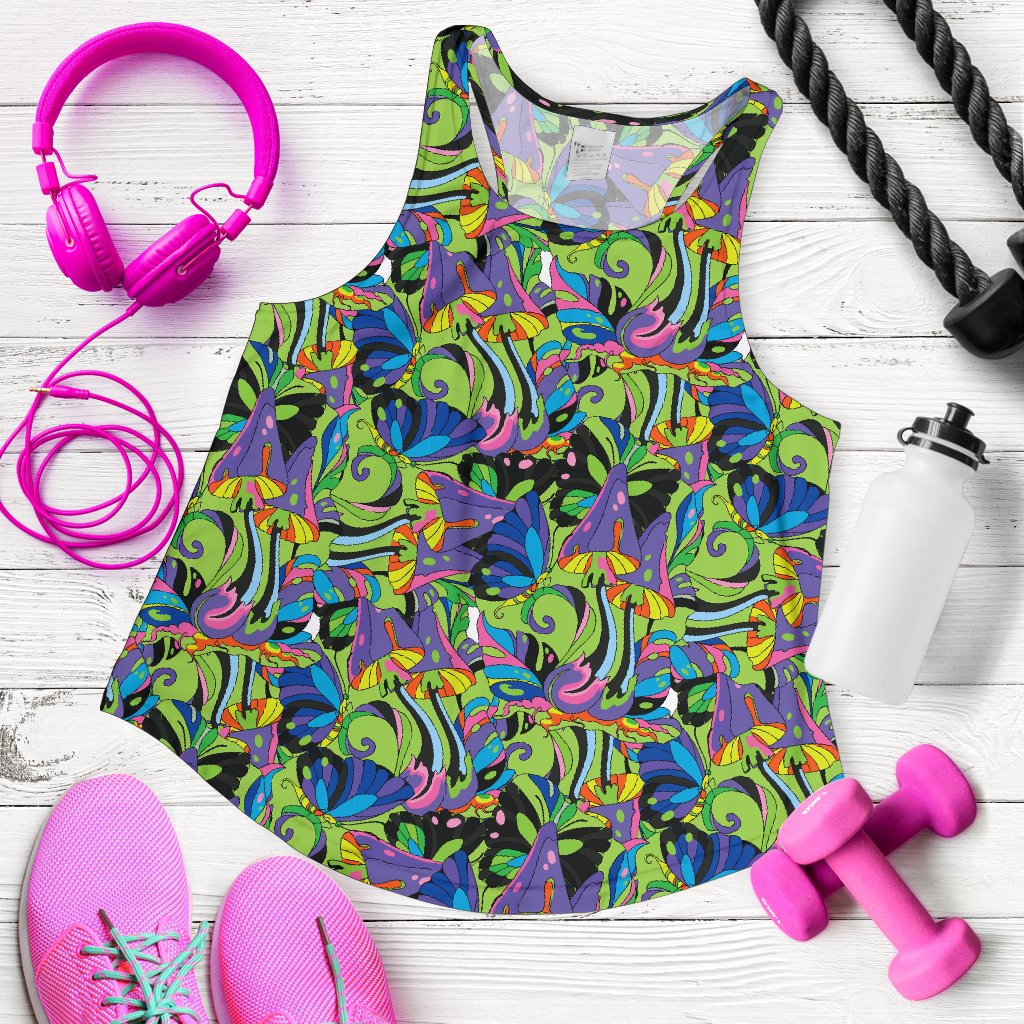 Psychedelic Trippy Mushroom Themed Women Racerback Tank Top