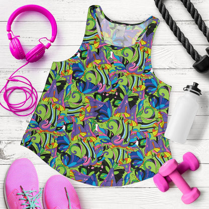 Psychedelic Trippy Mushroom Themed Women Racerback Tank Top