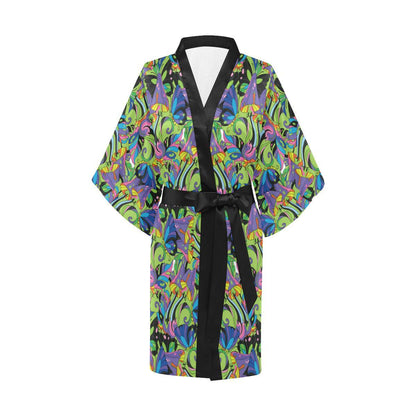 Psychedelic Trippy Mushroom Themed Women Short Kimono Robe