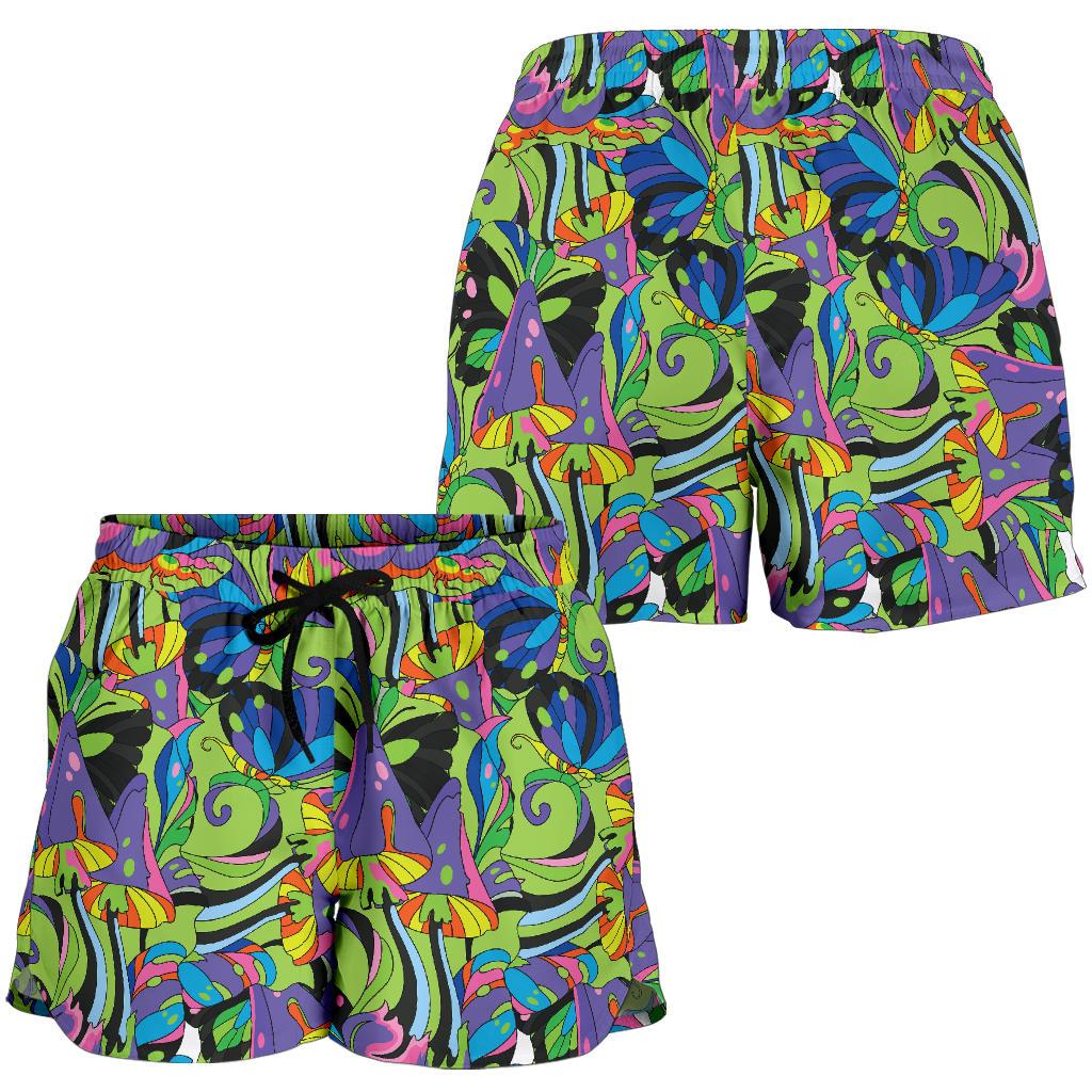 Psychedelic Trippy Mushroom Themed Women Shorts-JTAMIGO.COM