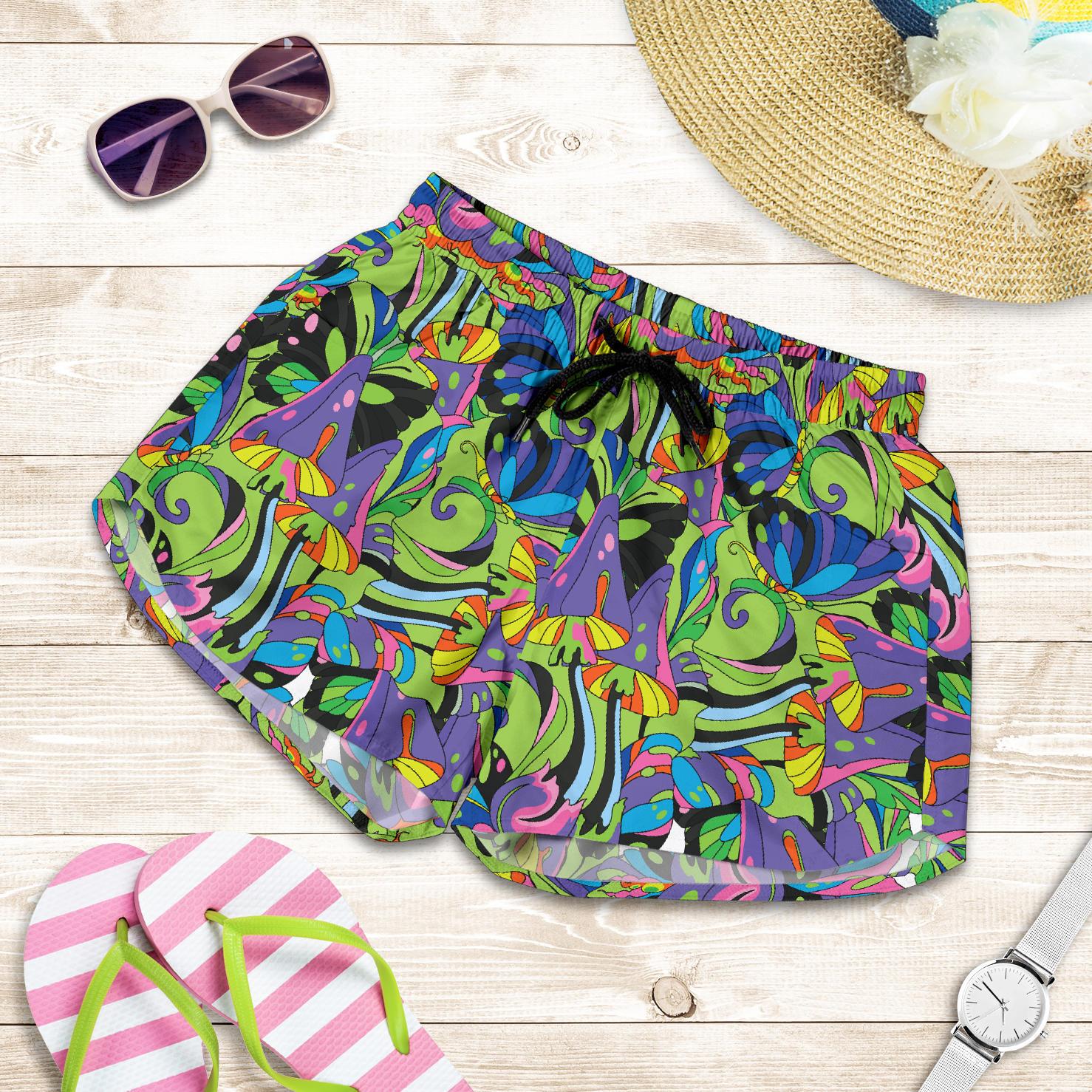 Psychedelic Trippy Mushroom Themed Women Shorts-JTAMIGO.COM