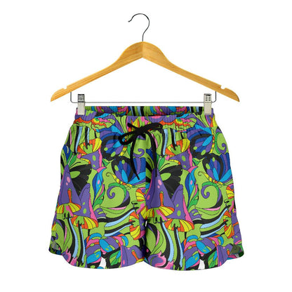 Psychedelic Trippy Mushroom Themed Women Shorts-JTAMIGO.COM