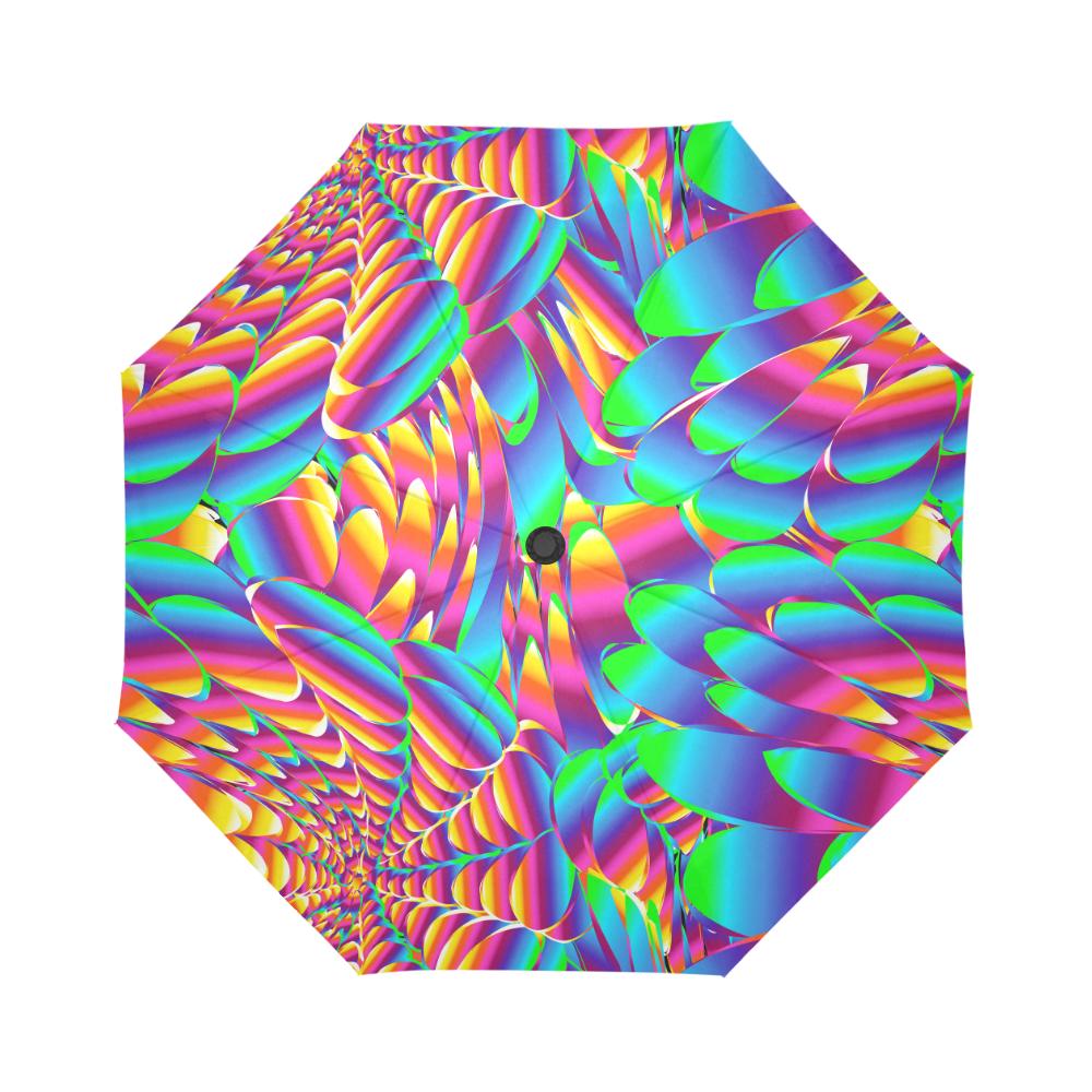 Psychedelic Trippy Pattern Automatic Foldable Umbrella