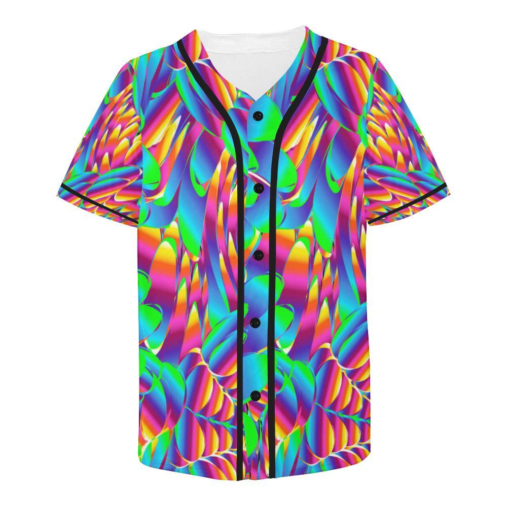 Psychedelic Trippy Pattern Baseball Jersey-JTAMIGO.COM