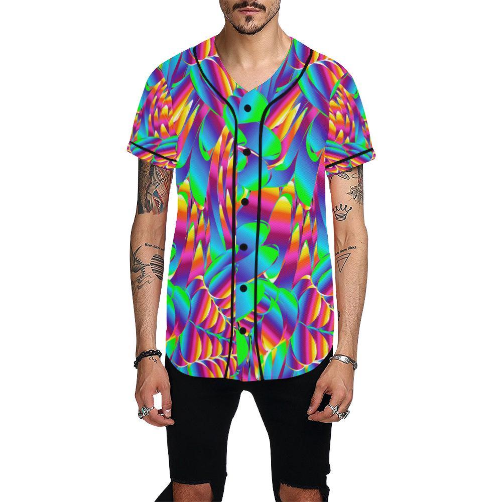 Psychedelic Trippy Pattern Baseball Jersey-JTAMIGO.COM