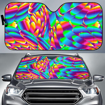 Psychedelic Trippy Pattern Car Sun Shade For Windshield