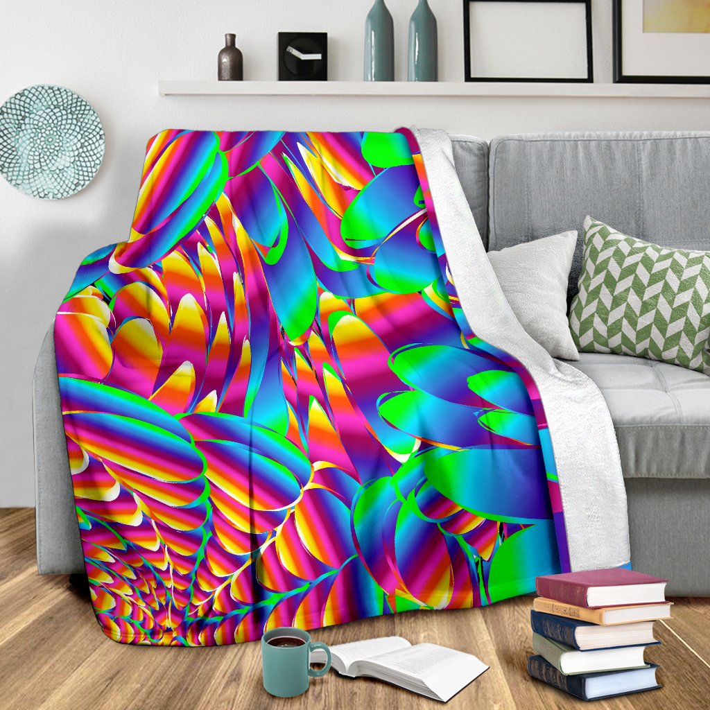 Psychedelic Trippy Pattern Fleece Blanket