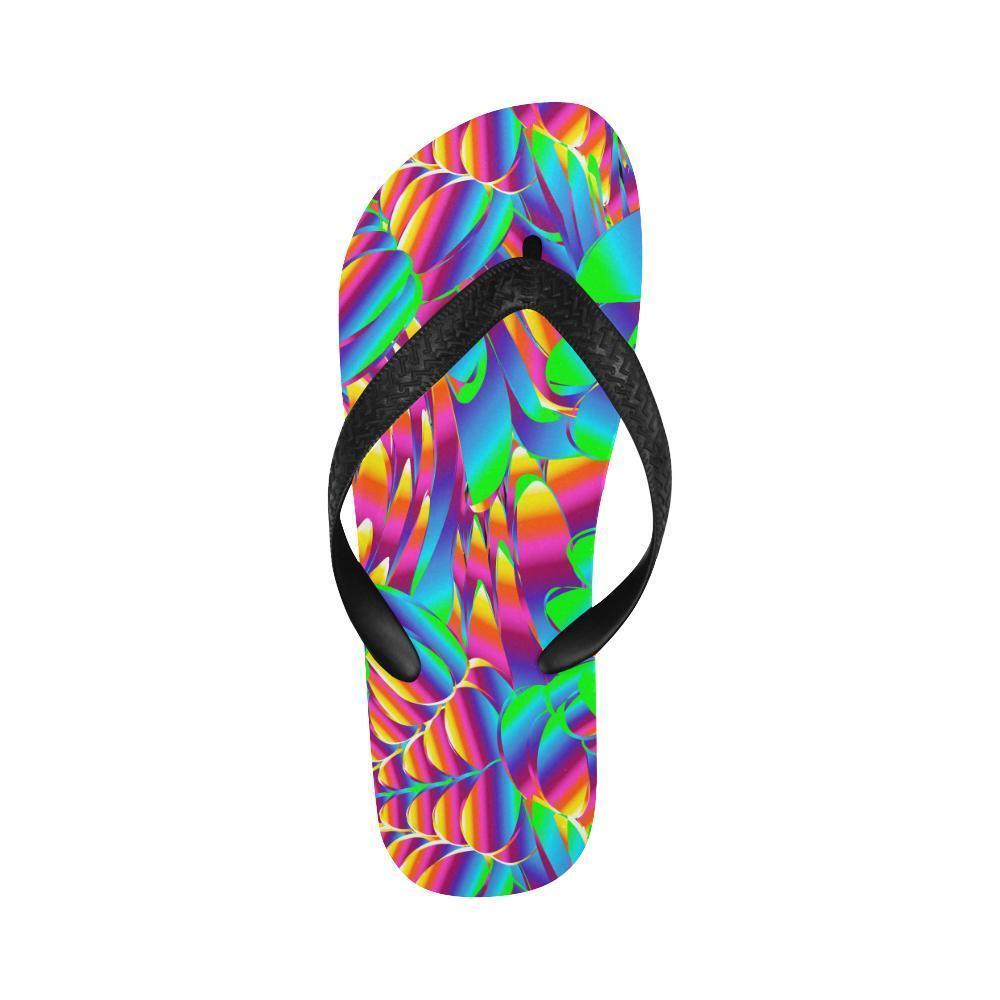Psychedelic Trippy Pattern Flip Flops-JTAMIGO.COM