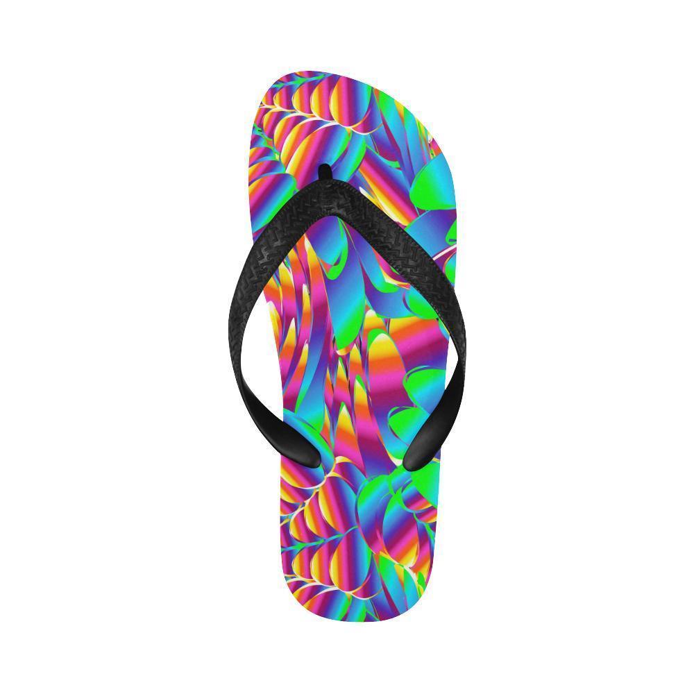 Psychedelic Trippy Pattern Flip Flops-JTAMIGO.COM