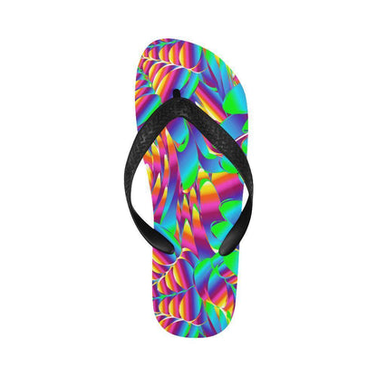 Psychedelic Trippy Pattern Flip Flops-JTAMIGO.COM