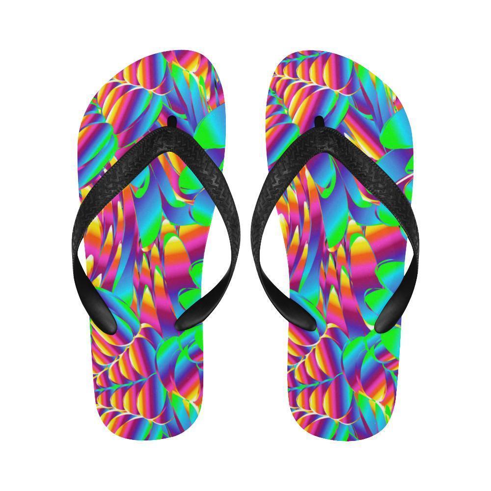 Psychedelic Trippy Pattern Flip Flops-JTAMIGO.COM