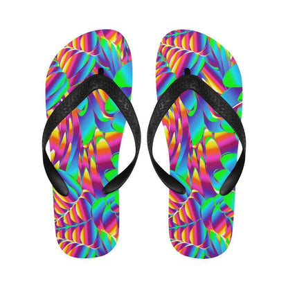Psychedelic Trippy Pattern Flip Flops-JTAMIGO.COM