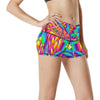 Psychedelic Trippy Pattern High Waisted Spandex Shorts-JTAMIGO.COM