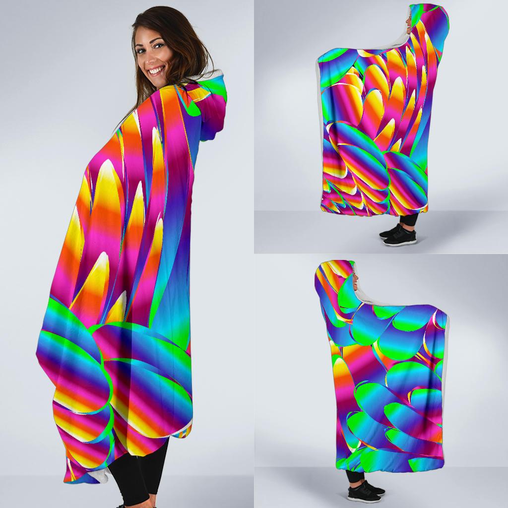 Psychedelic Trippy Pattern Hooded Blanket-JTAMIGO.COM