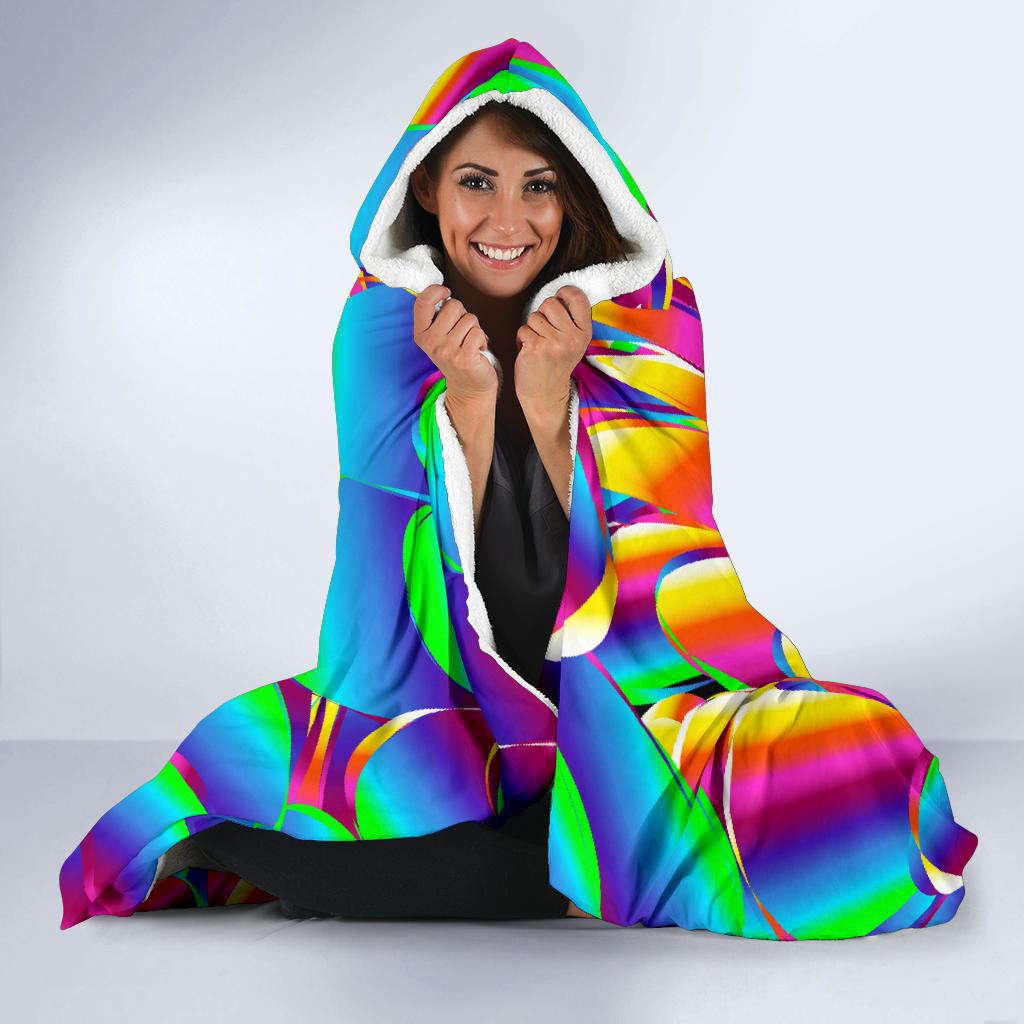 Psychedelic Trippy Pattern Hooded Blanket-JTAMIGO.COM