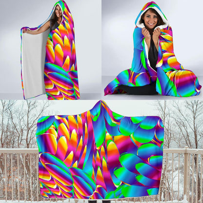 Psychedelic Trippy Pattern Hooded Blanket-JTAMIGO.COM