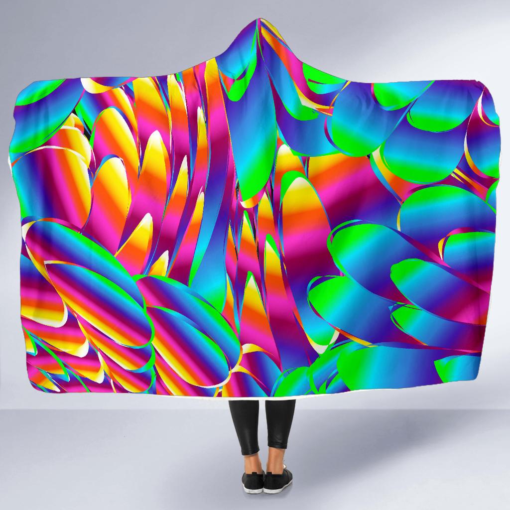 Psychedelic Trippy Pattern Hooded Blanket-JTAMIGO.COM