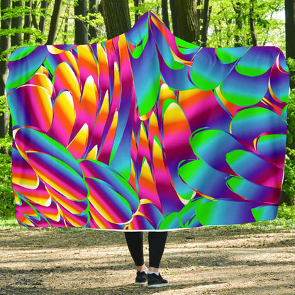 Psychedelic Trippy Pattern Hooded Blanket-JTAMIGO.COM