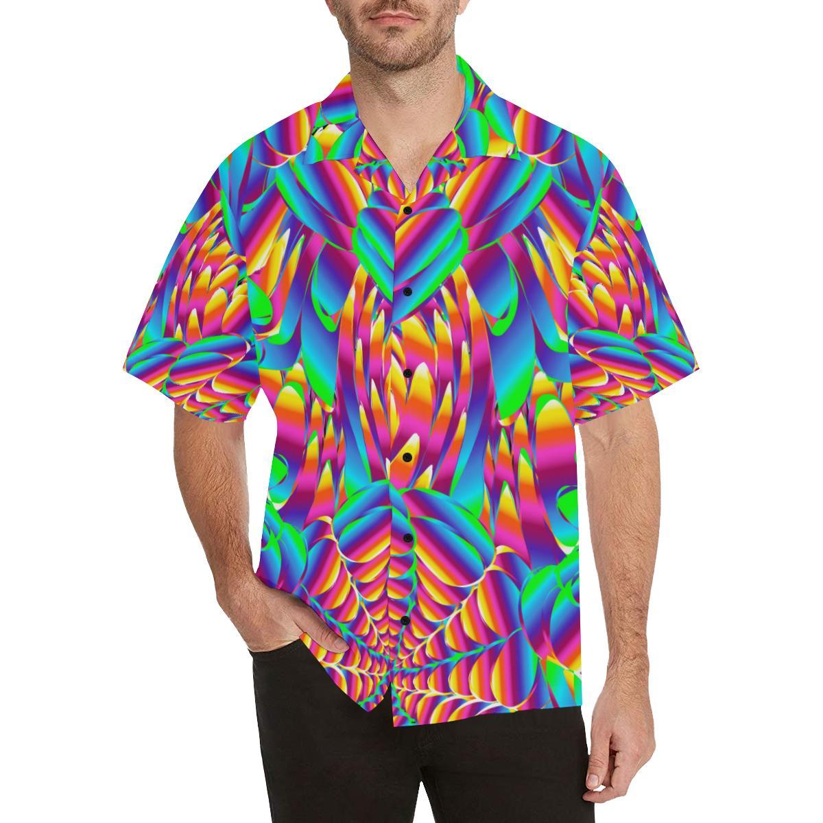 Psychedelic Trippy Pattern Men Aloha Hawaiian Shirt