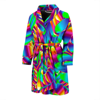 Psychedelic Trippy Pattern Men Bath Robe-JTAMIGO.COM